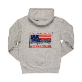 Winnipesaukee Flag Hoodie- Heather Grey