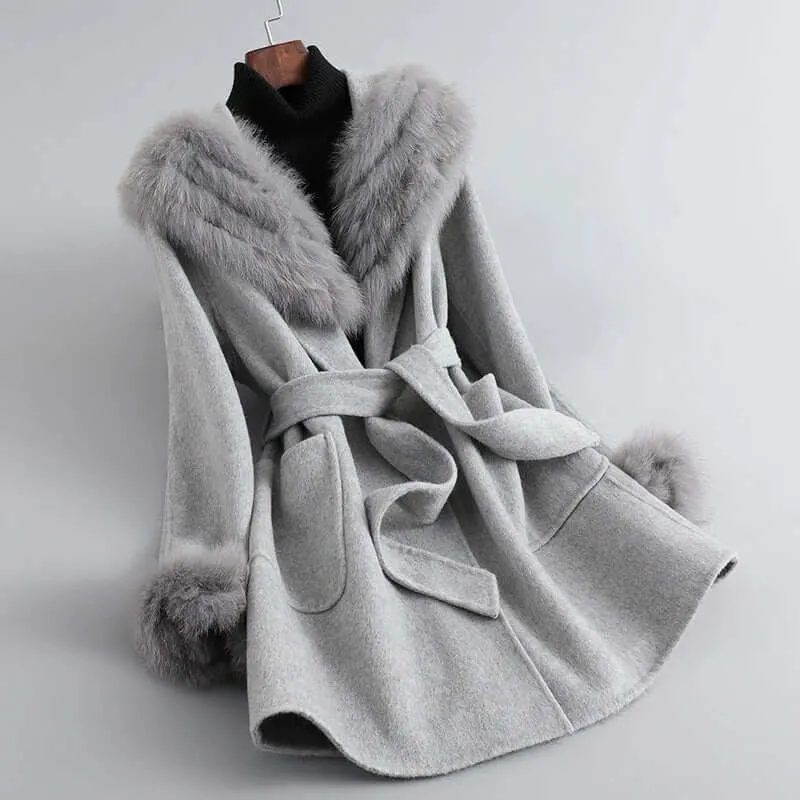 Women's Wool Blend Belted Winter Coat