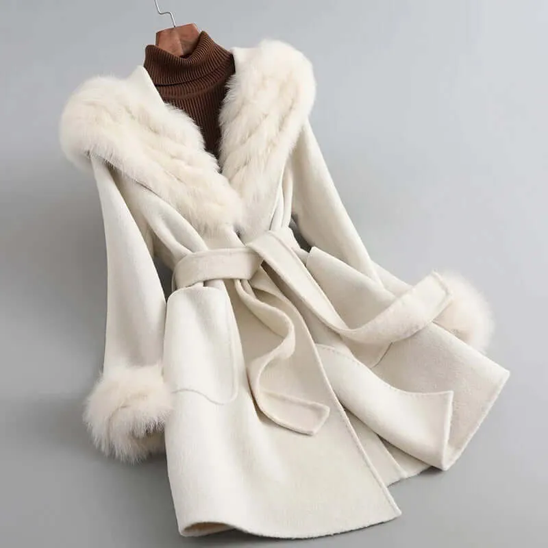 Women's Wool Blend Belted Winter Coat