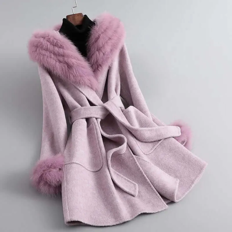 Women's Wool Blend Belted Winter Coat