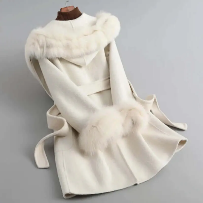 Women's Wool Blend Belted Winter Coat