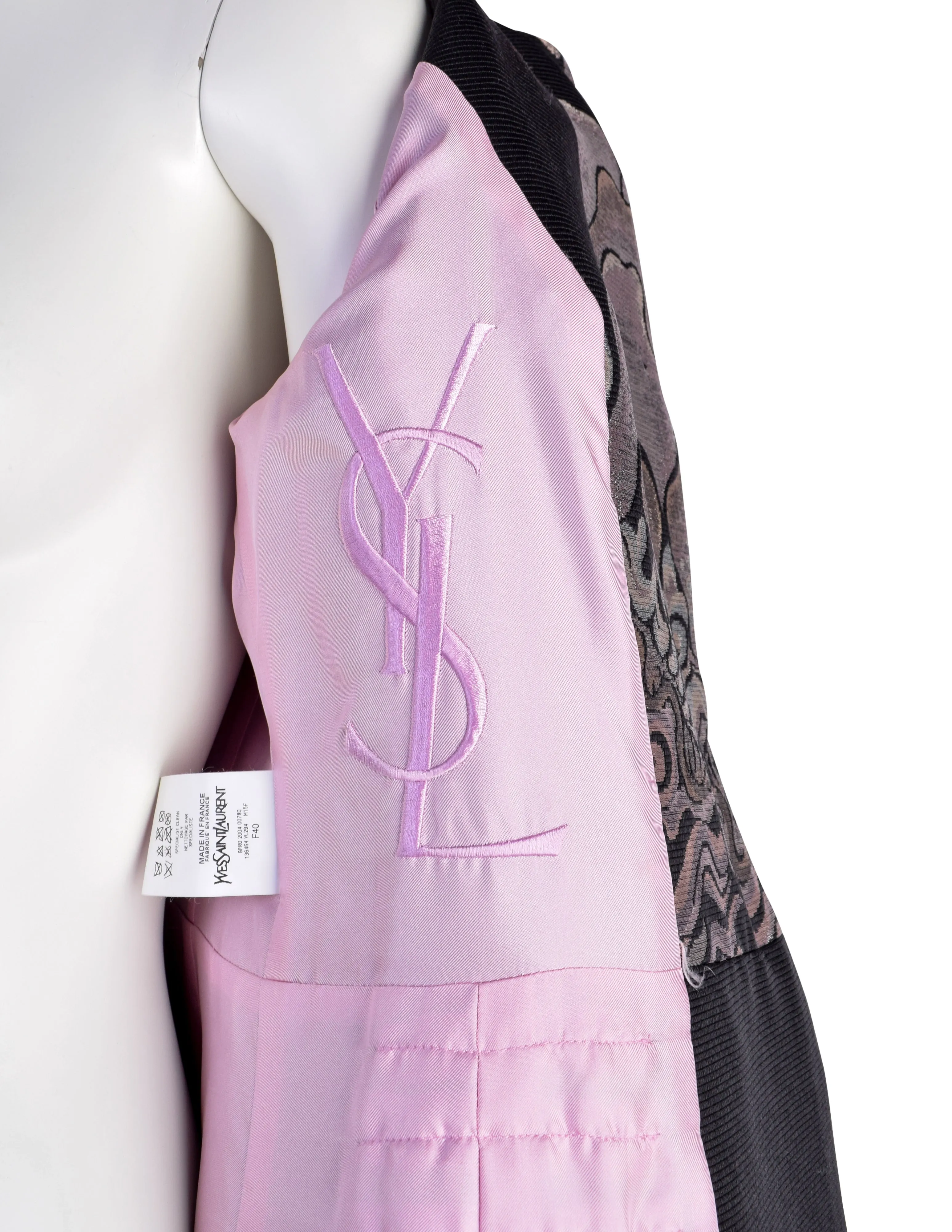 Yves Saint Laurent by Tom Ford Vintage AW2004 Iconic Chinoiserie Scenic Jacquard Fur Trim Coat